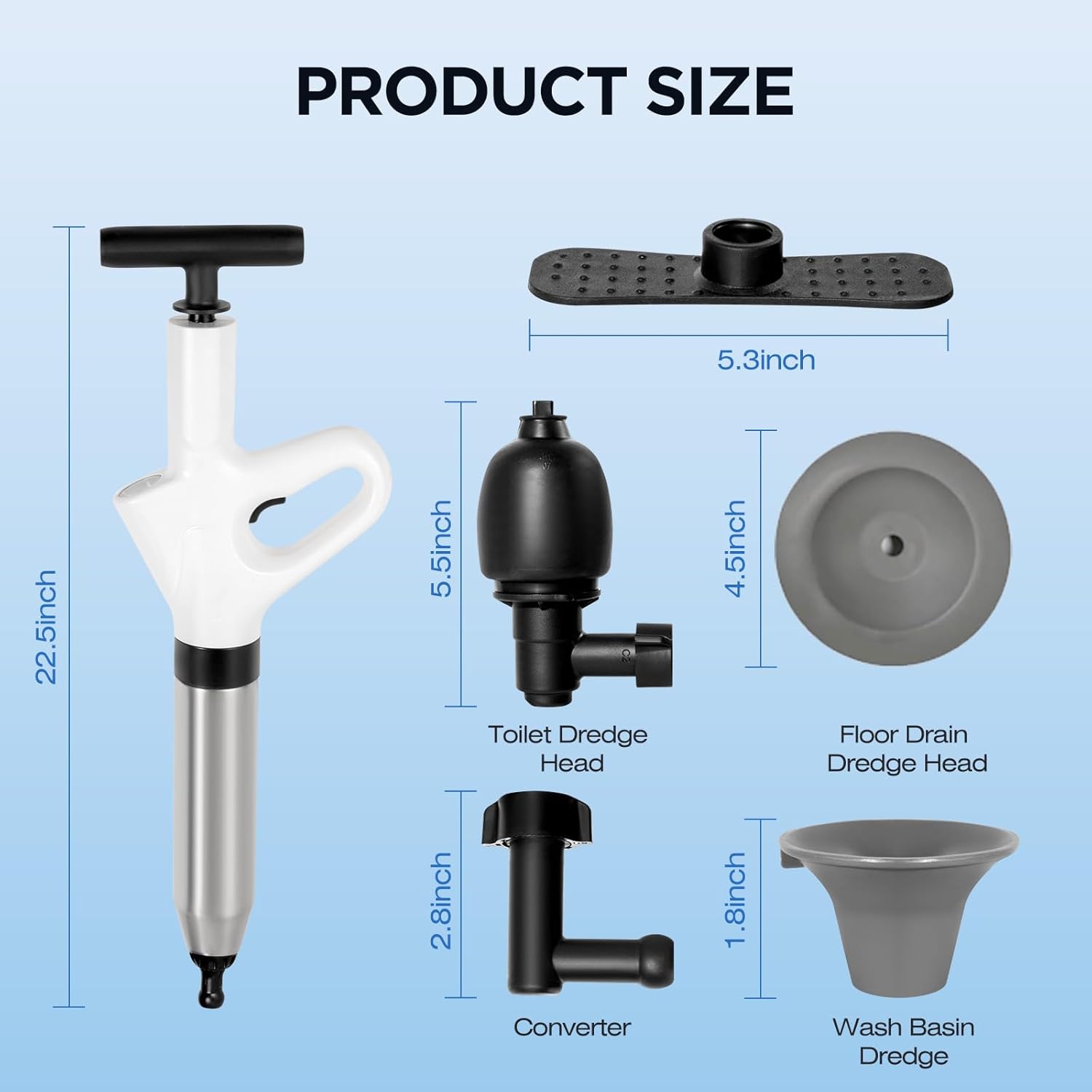 High Pressure Toilet Plunger with Air Barometer