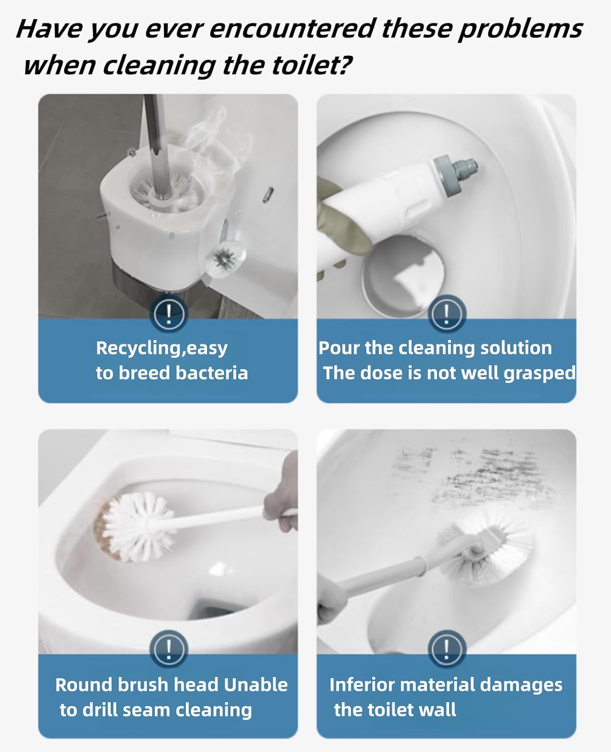 Ergonomic Toilet Brush with 18 Refills and Storage Box