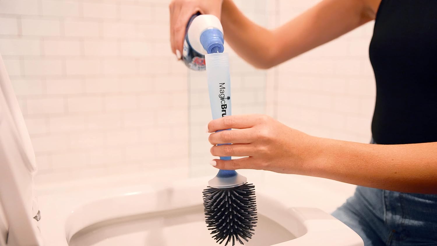 MagicBrush Silicone Toilet Brush with Fillable Handle