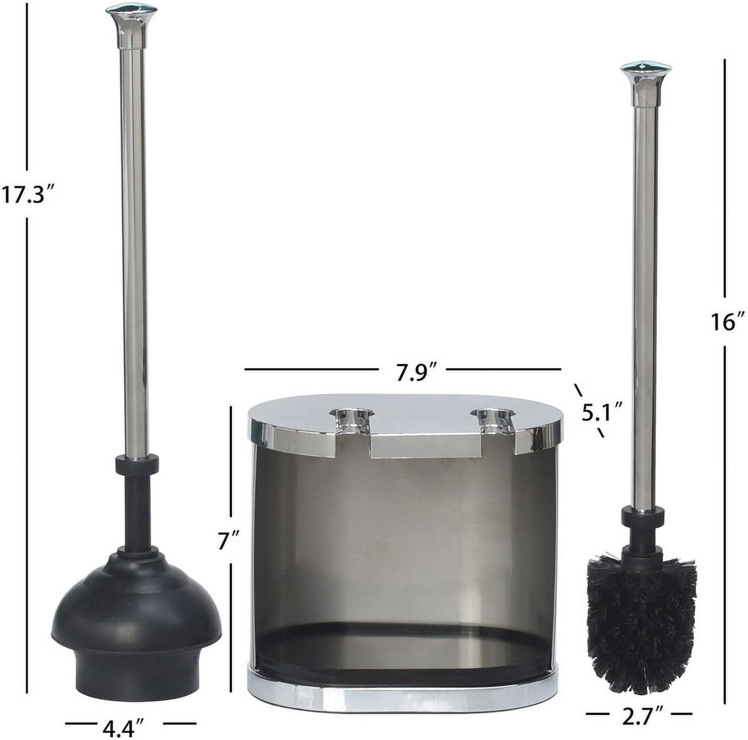 CLMSTE Brushed Nickel Toilet Brush and Plunger Set 1
