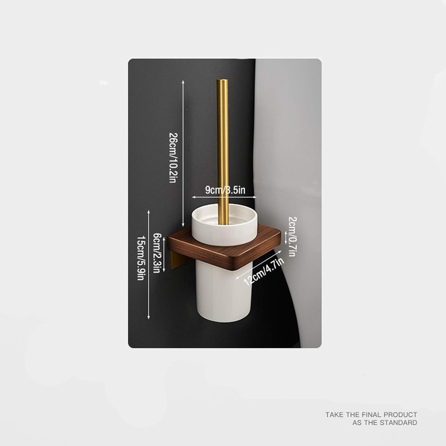 UNNS Toilet Brush with Holder Wall-Mounted Ceramic