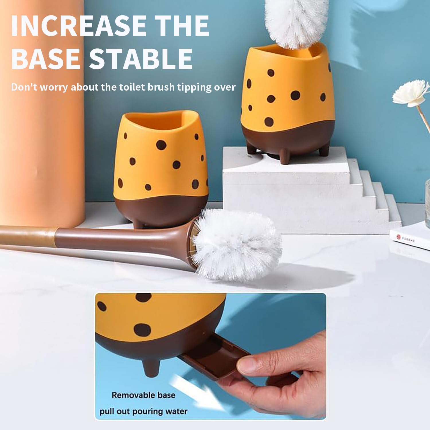 Giraffe Shape Toilet Brush Set with Holder