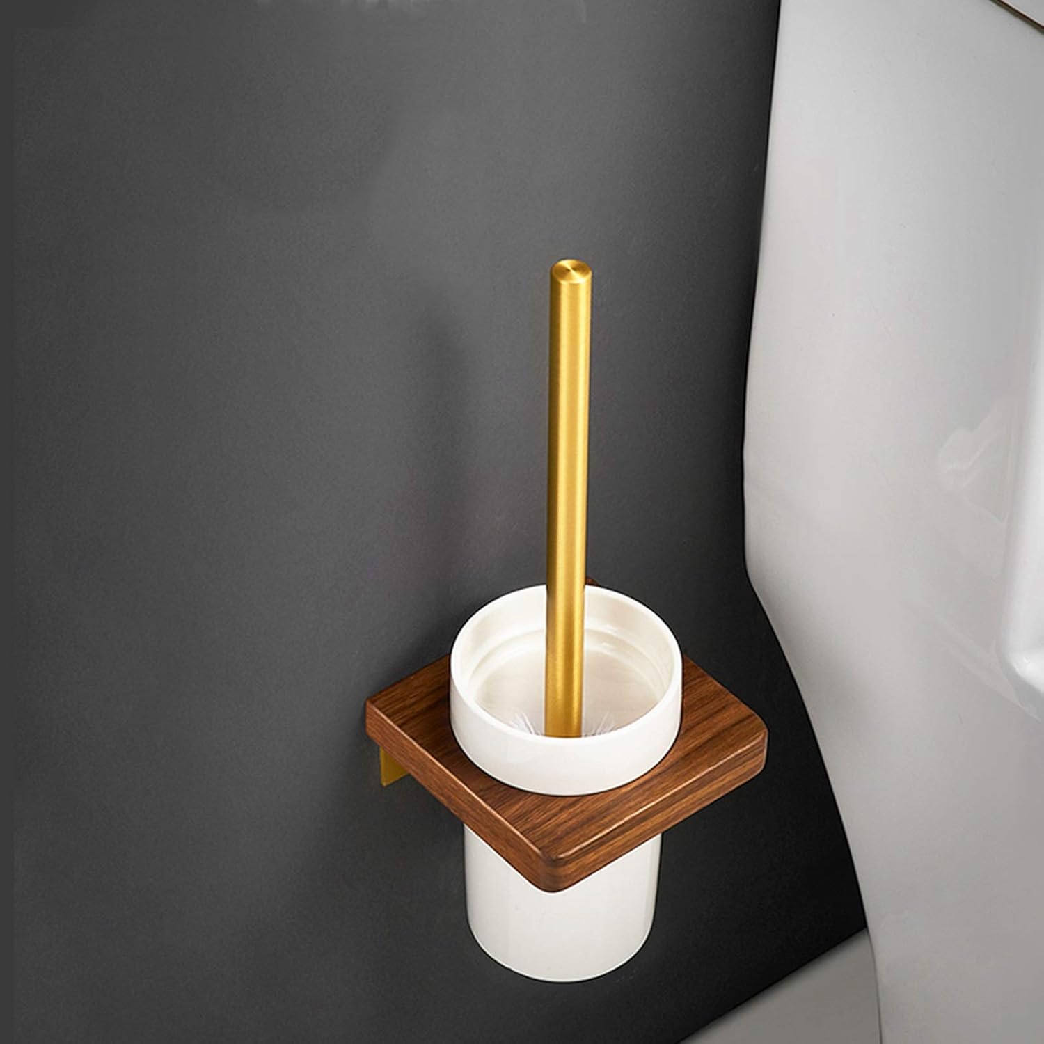 UNNS Toilet Brush with Holder Wall-Mounted Ceramic