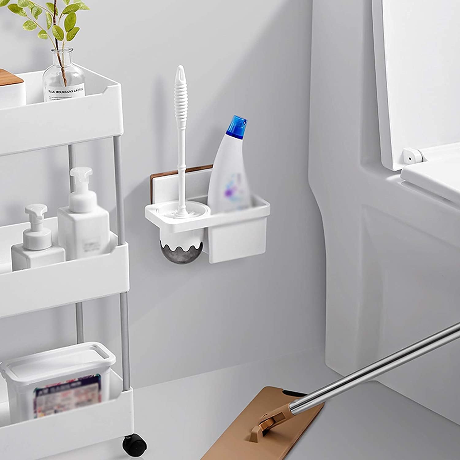WSYTY Toilet Brush Set with Wall-Mounted Holder and Drip Tray