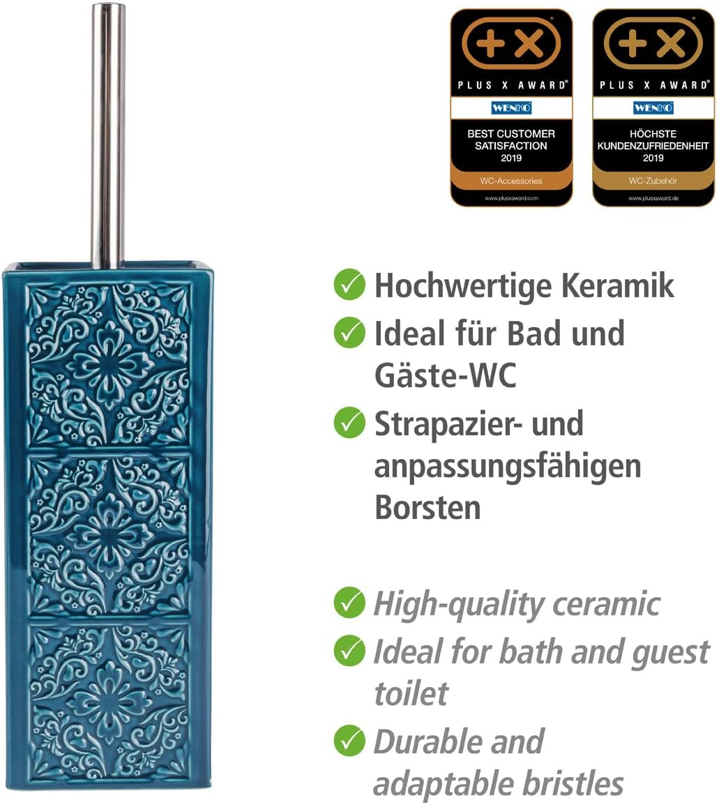 WENKO Cordoba Blue Toilet Brush Holder
