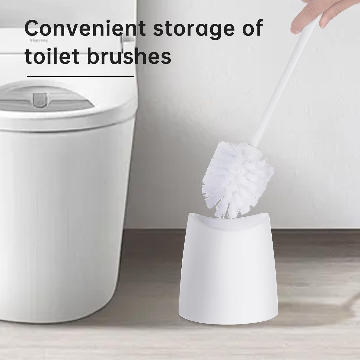 White Toilet Brush Holder for Space-Saving Storage