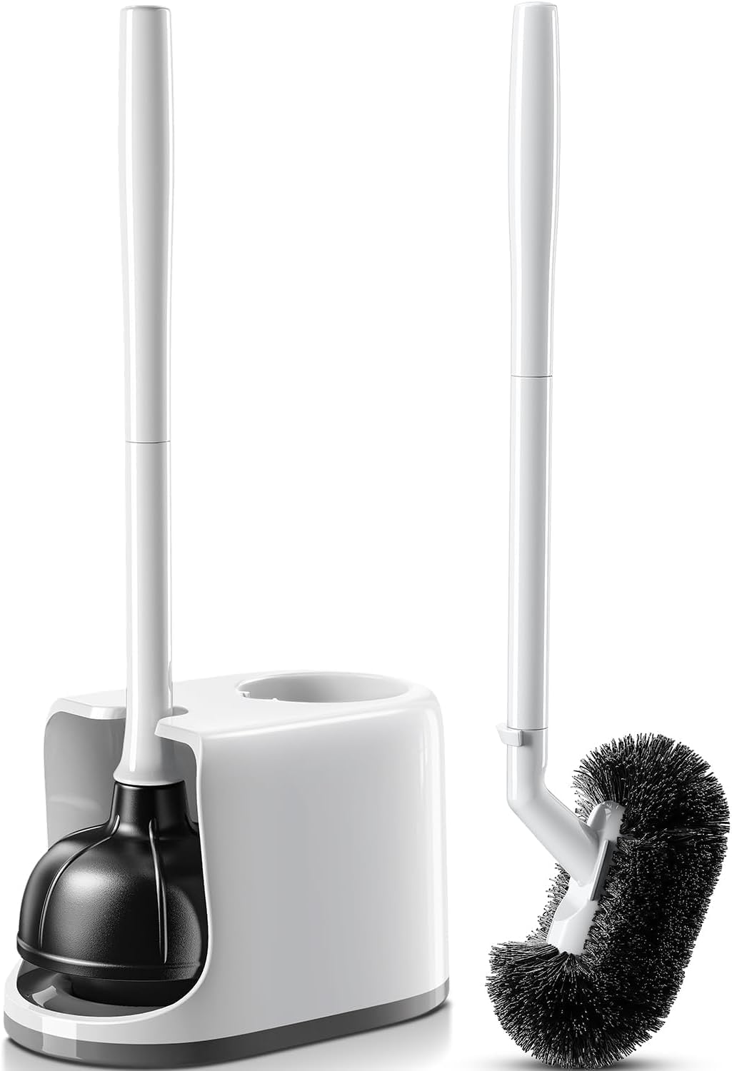HAMITOR Toilet Brush and Plunger Set - 2 in 1 Compact Cleaning Combo