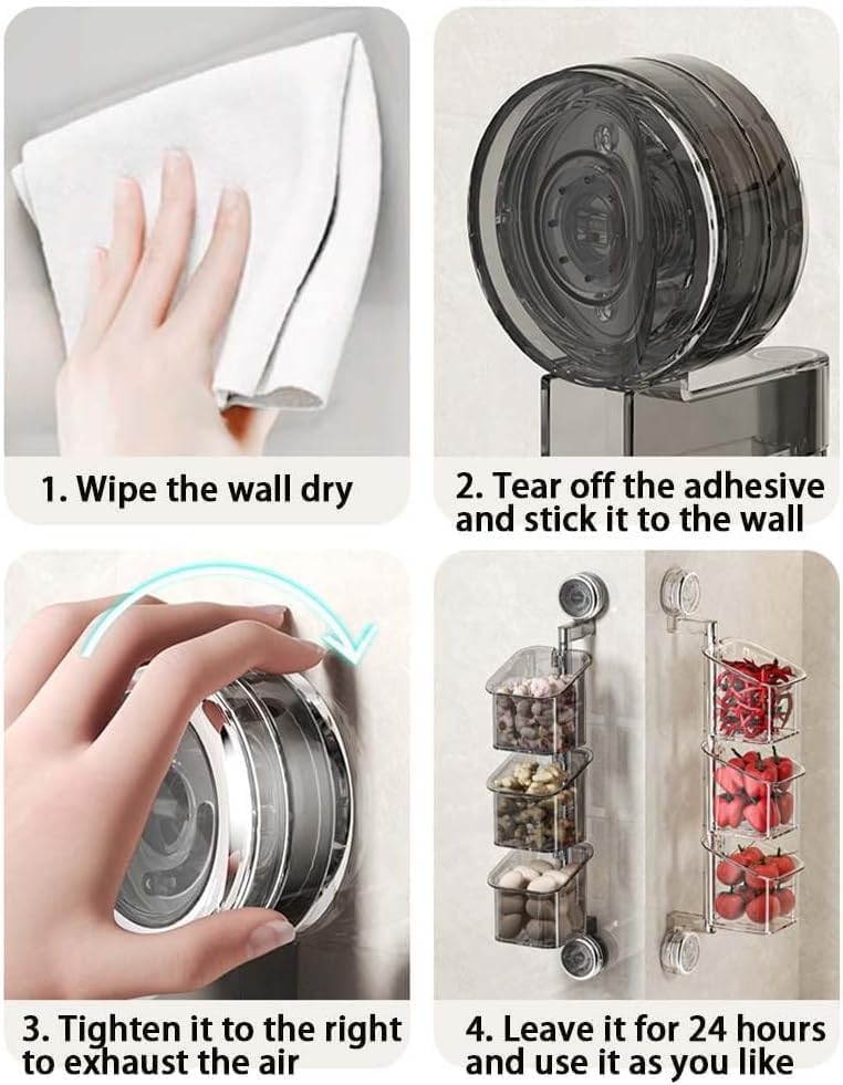 Suction Cup Rotating Storage Rack - Grey 1st Floor