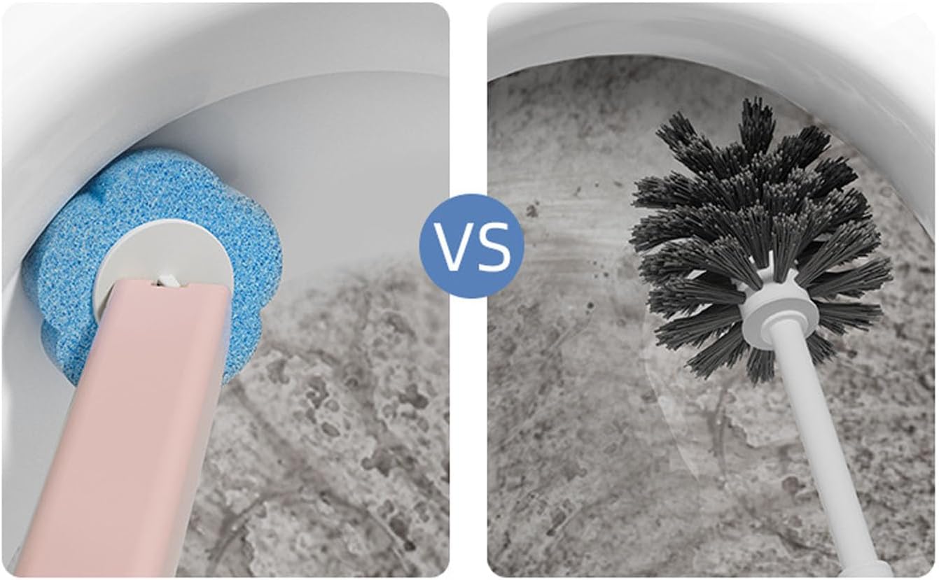 Disposable Toilet Brush Holder Set with Refills Pink