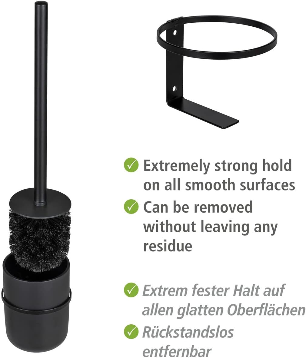 WENKO Turbo-Loc Toilet Brush Holder Set Black