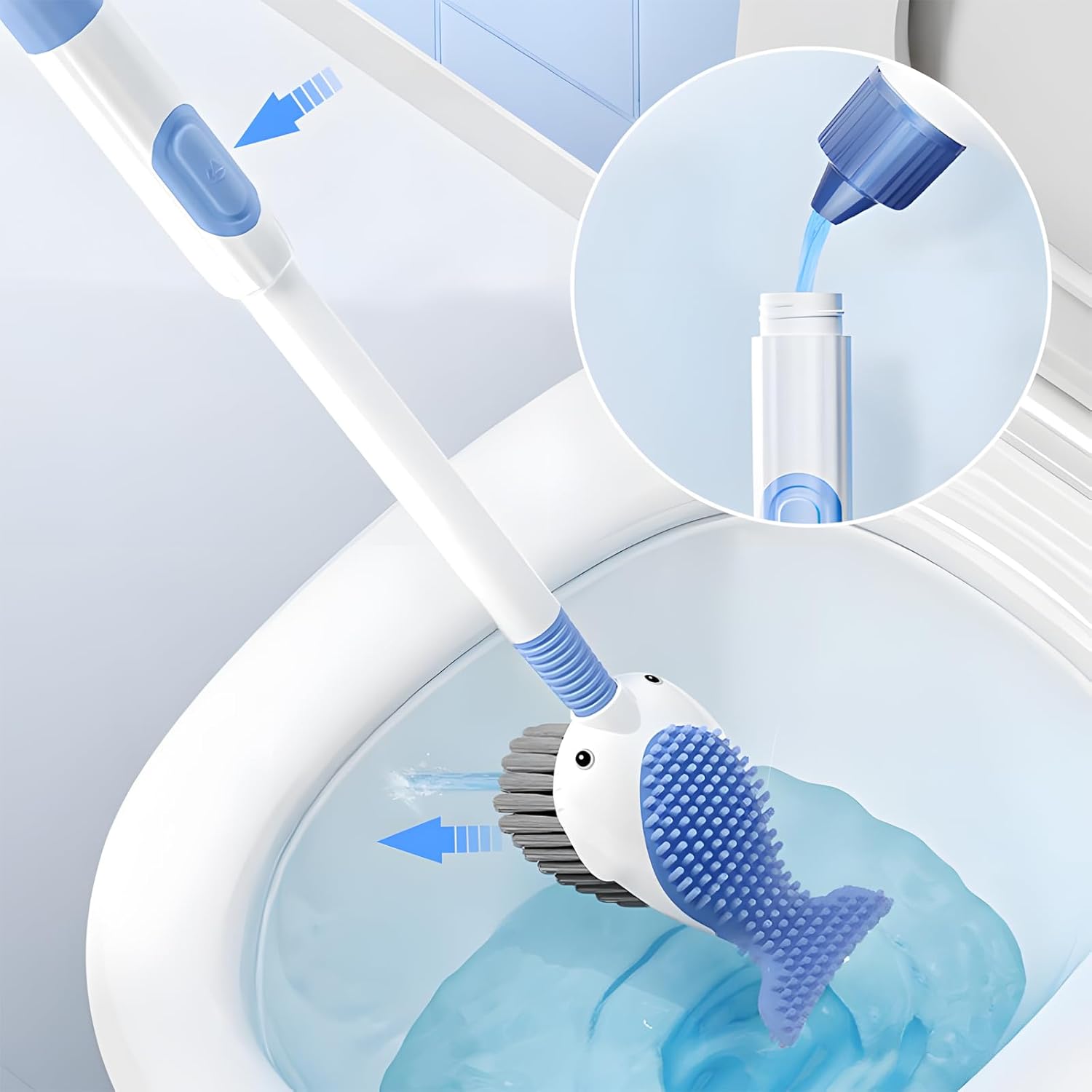 AGWIM Whale Design Suction Cup Toilet Brush Set Green