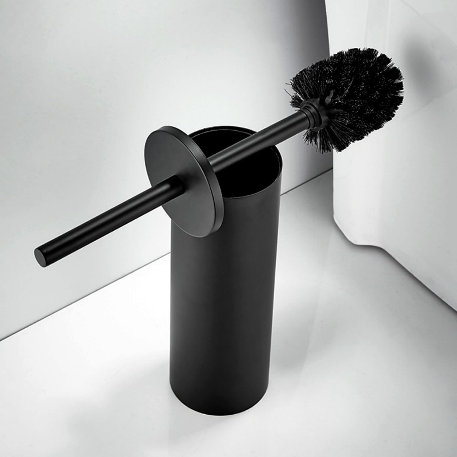 Stylish Matt Black 304 Stainless Steel Toilet Brush Set