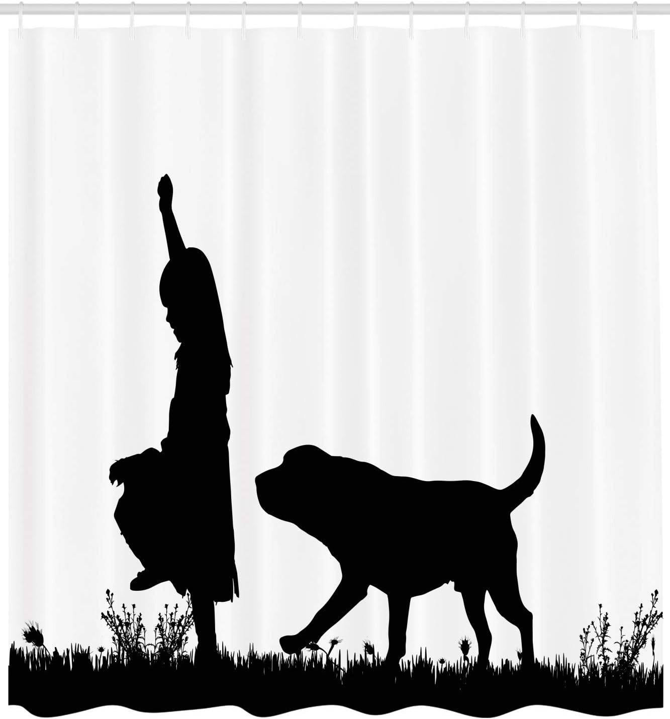 Ambesonne Labrador Shower Curtain with Dog and Girl Design