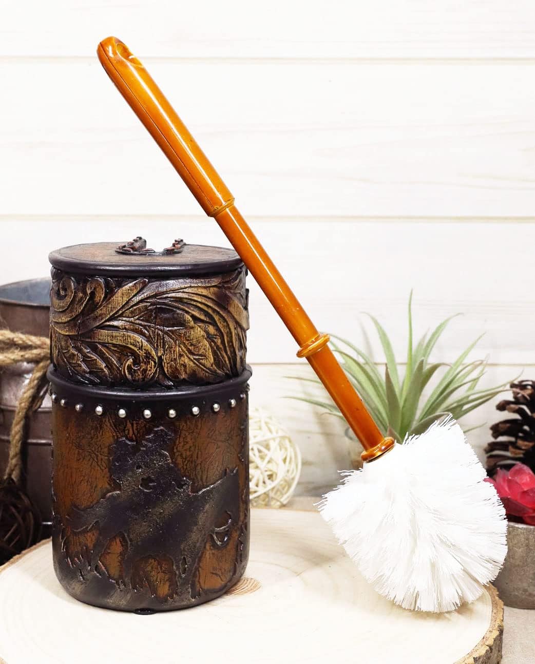 Ebros Gift Western Cowboy Toilet Brush Holder Set