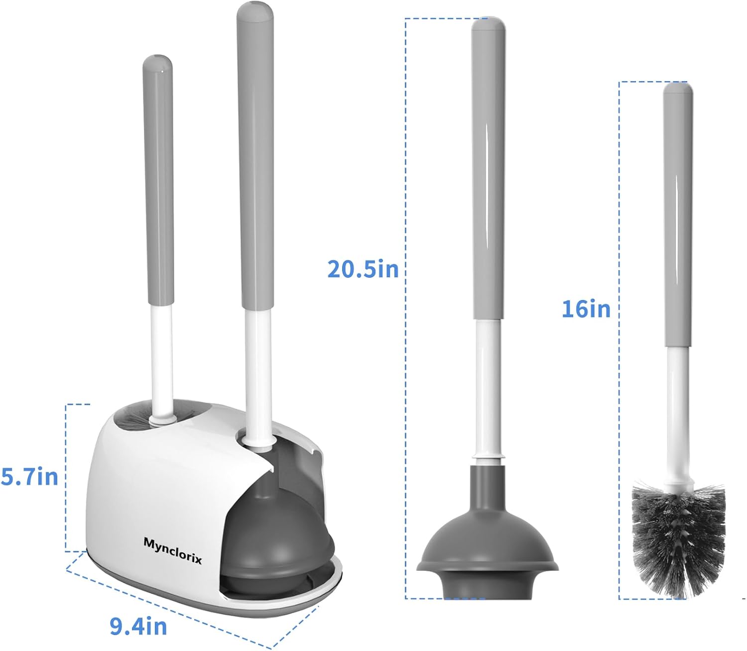 Mynclorix Toilet Brush and Plunger Set with Holder 1