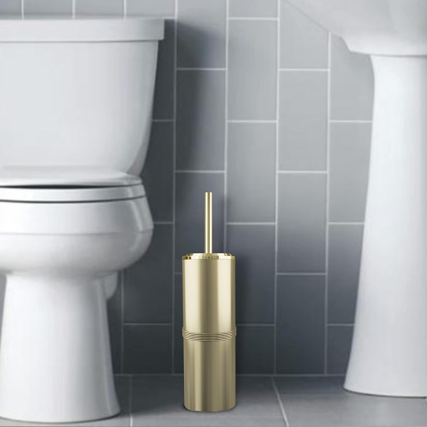 Nu Steel TBH-JW-17 Slim Compact Toilet Brush with Holder