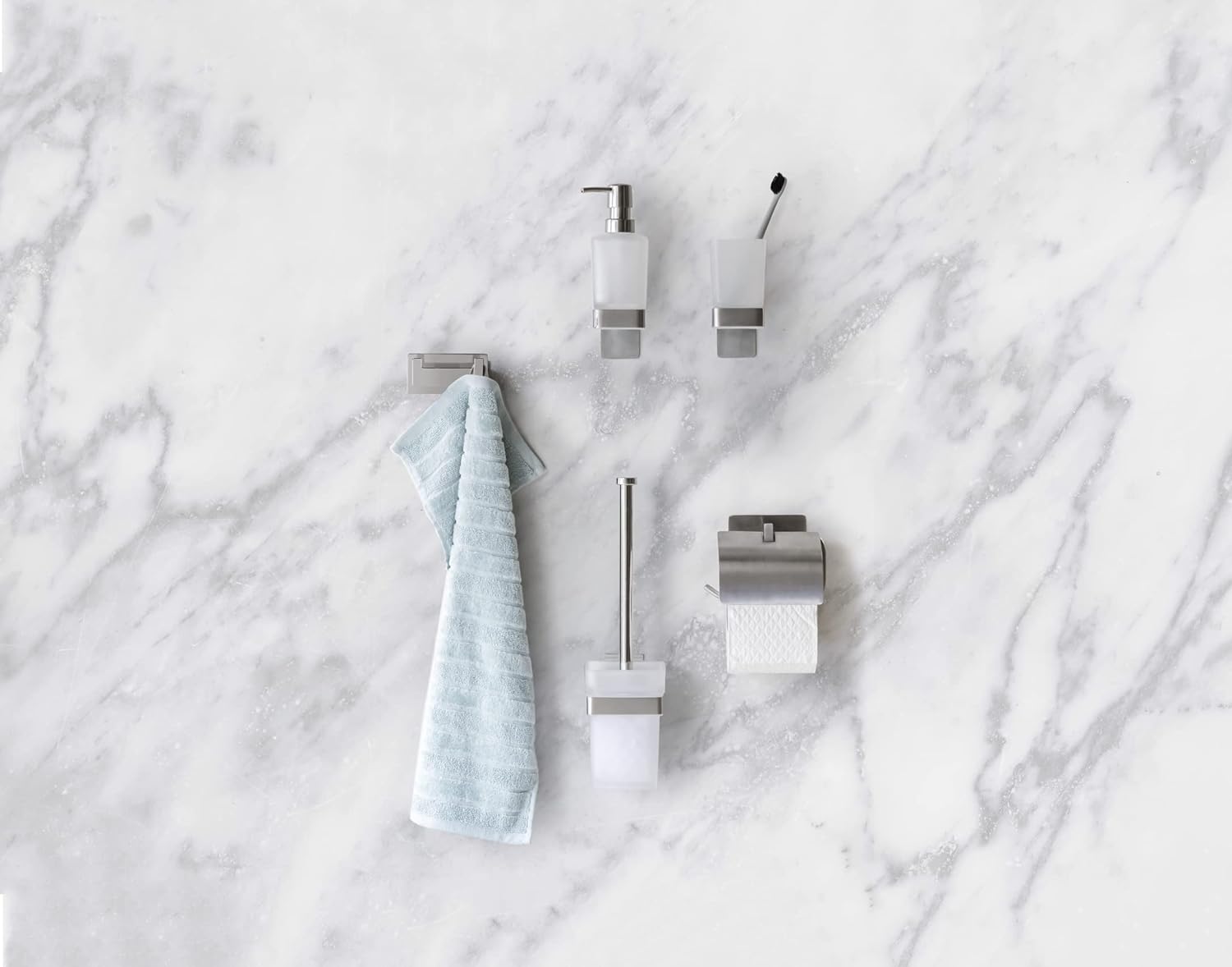 WENKO Turbo-Loc Genova Matte Toilet Brush Set