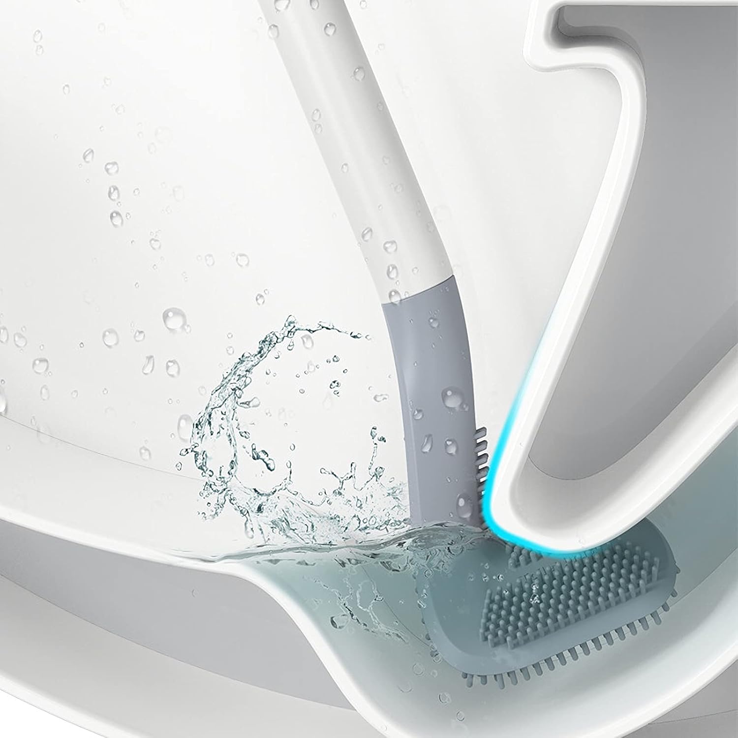 Ymombest 360 Toilet Brush Holder Set with Flexible Silicone Head