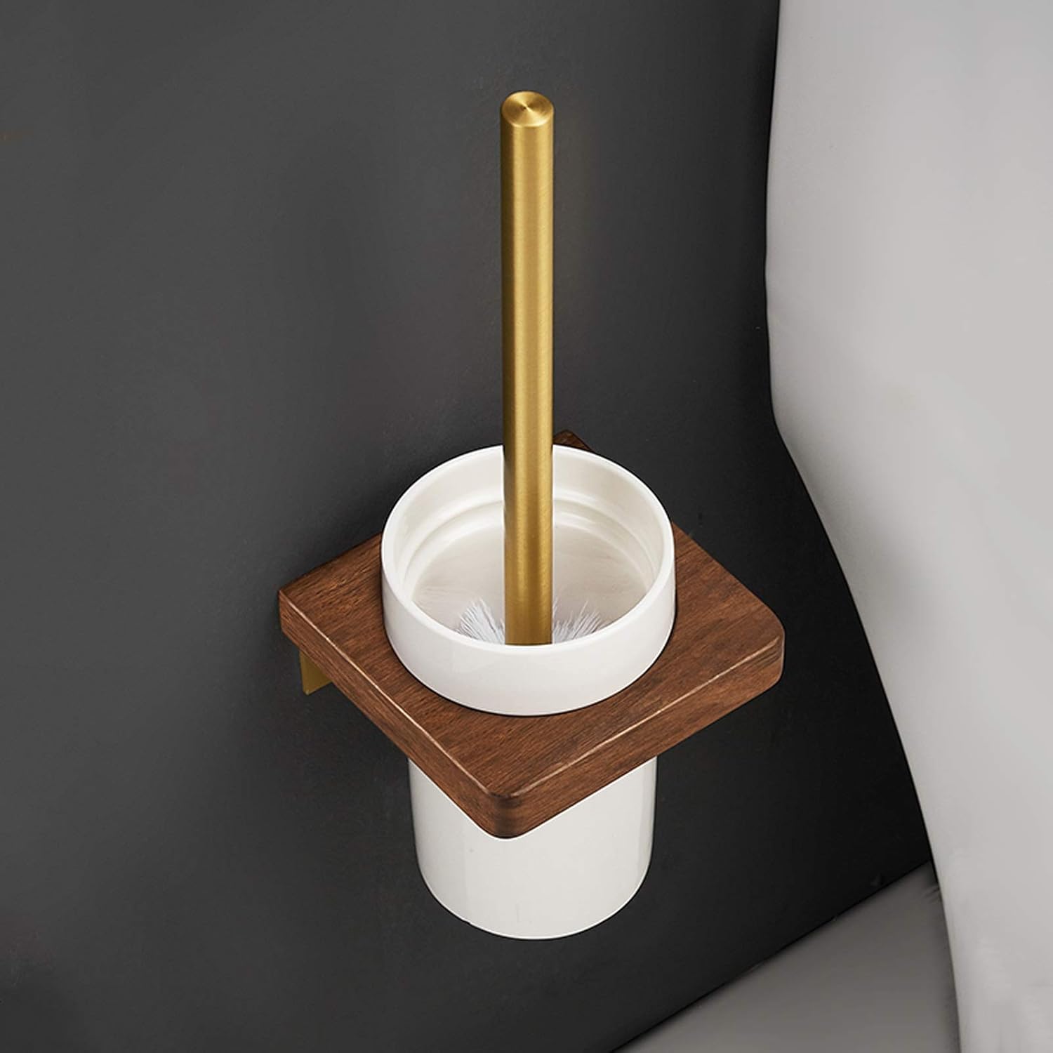 UNNS Toilet Brush with Holder Wall-Mounted Ceramic