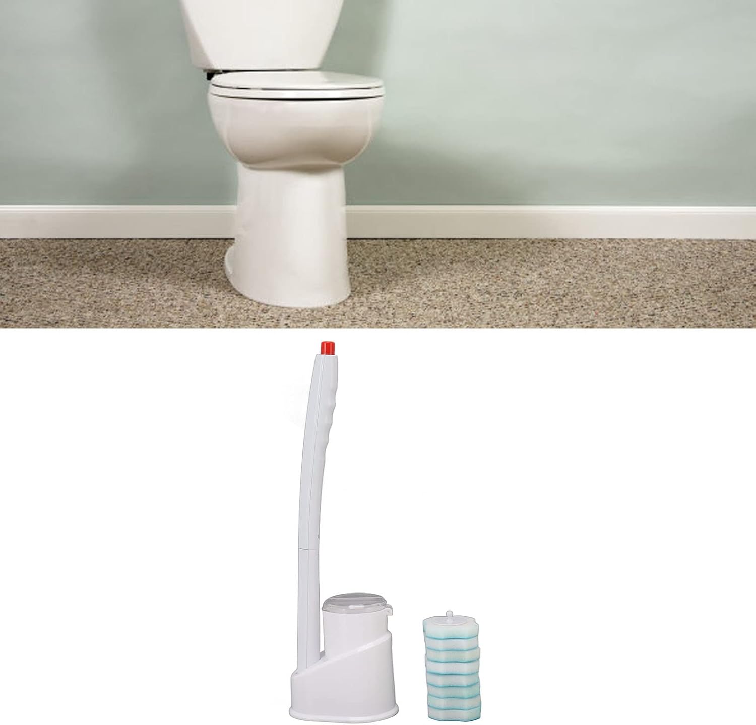 Qinlorgo Toilet Brush Set with Holder and Cleaning Liquid 1