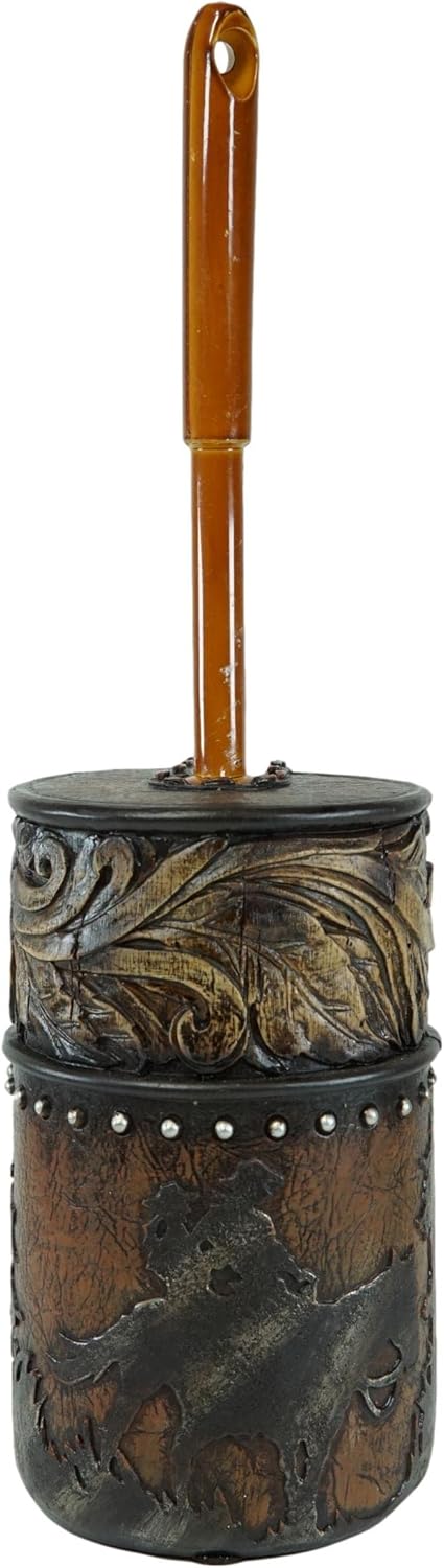 Ebros Gift Western Cowboy Toilet Brush Holder Set