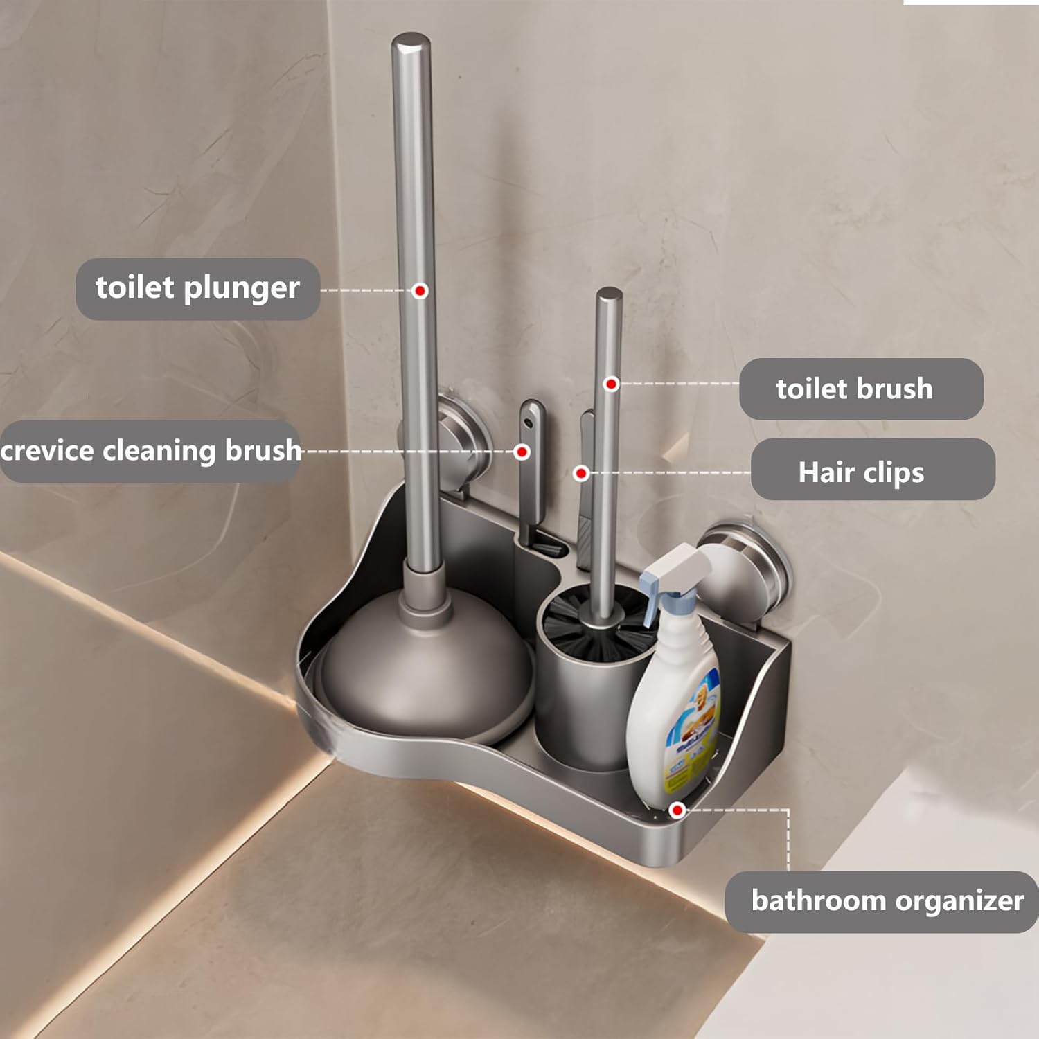 GHYFFF 5-in-1 Toilet Plunger and Brush Set