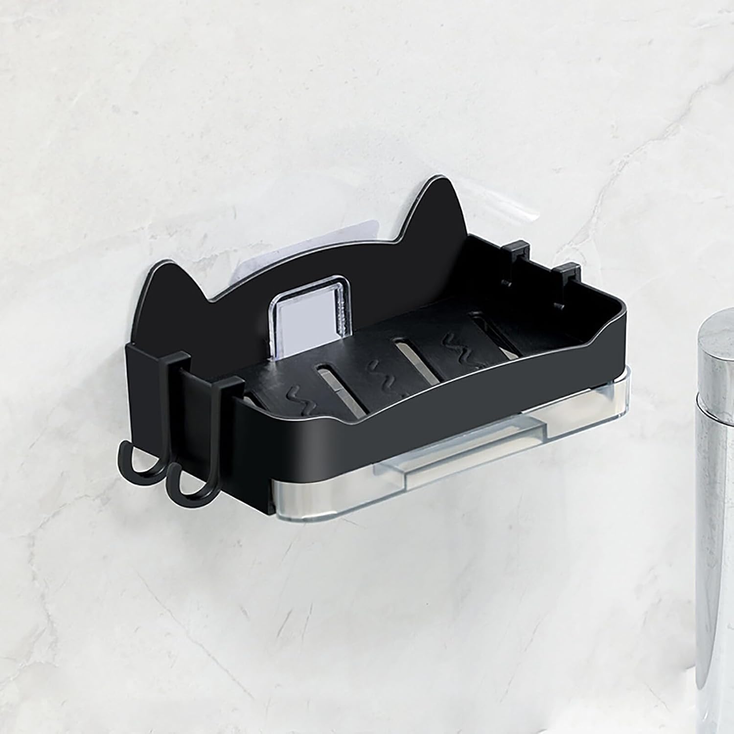 BPKADHY Cat Soap Dish with 4 Hooks Wall Mount