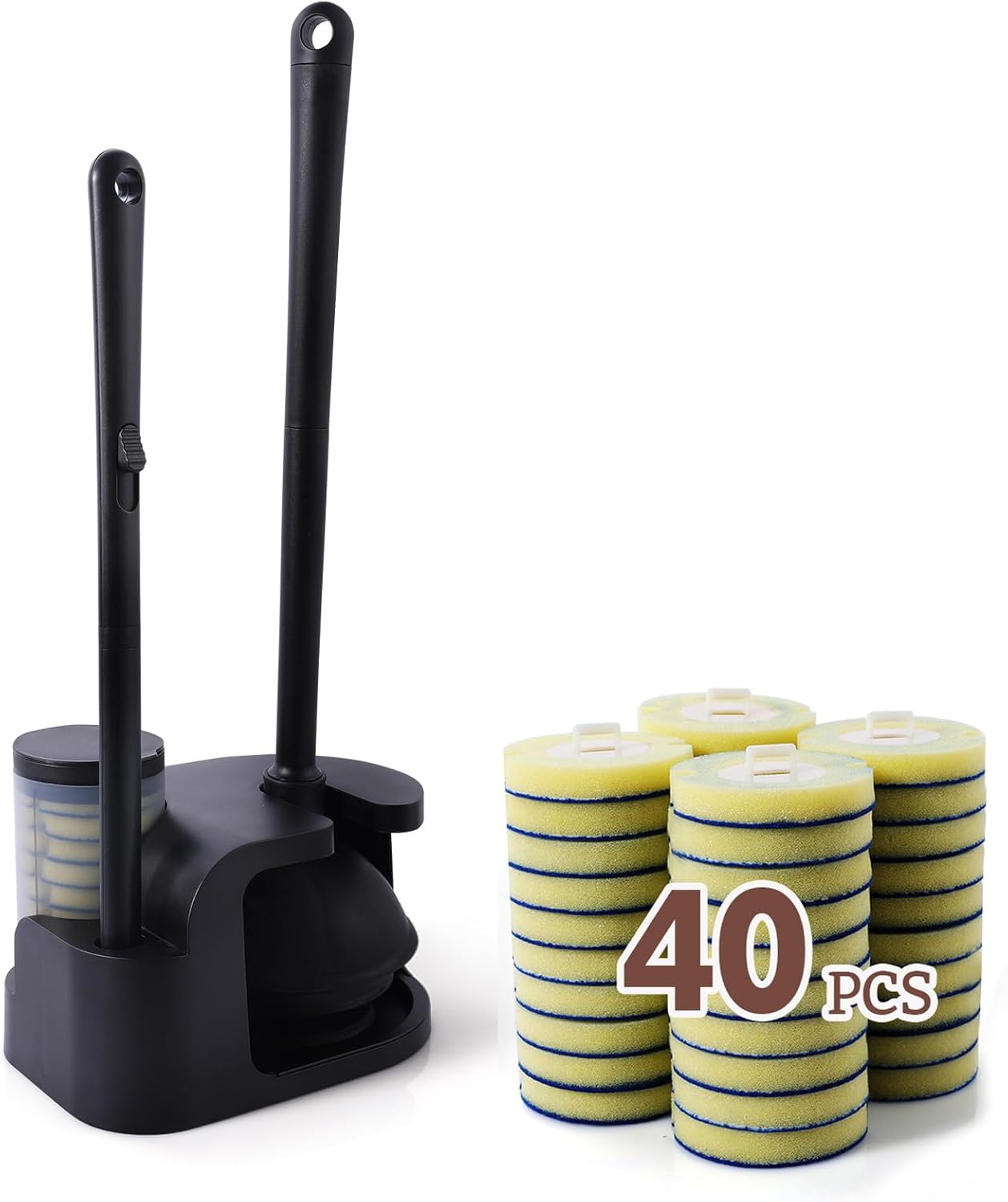 Eyliden Toilet Bowl Wand Kit and Plunger Combo Black