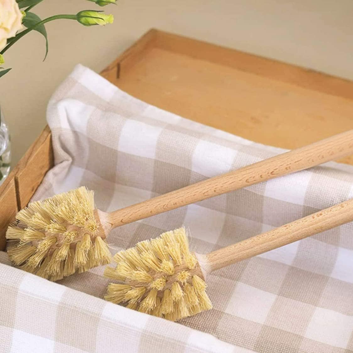 2pcs Beechwood Toilet Brush with Hemp Bristles - Eco-Friendly Durable