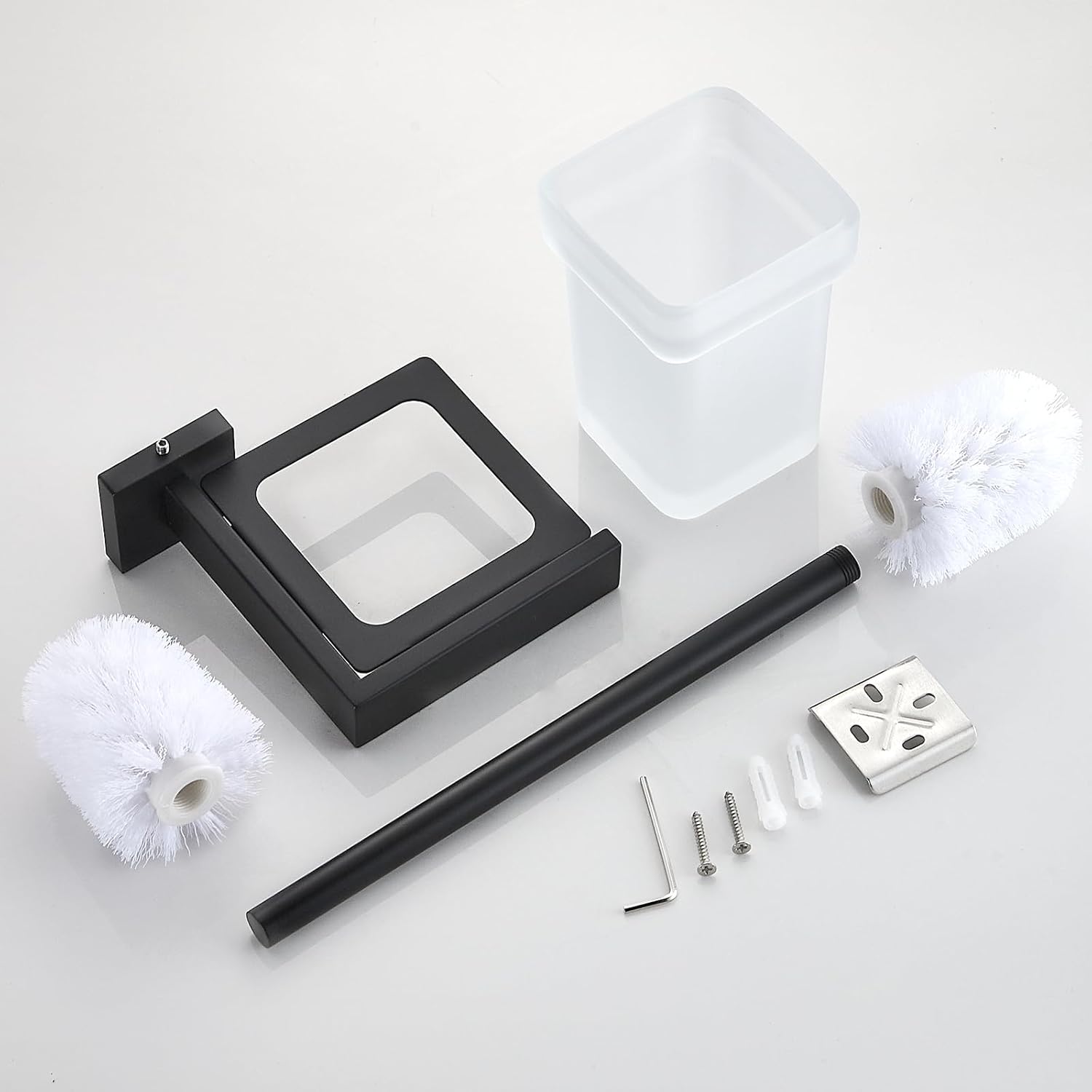 TINYROW Glass Wall Mounted Toilet Brush and Holder
