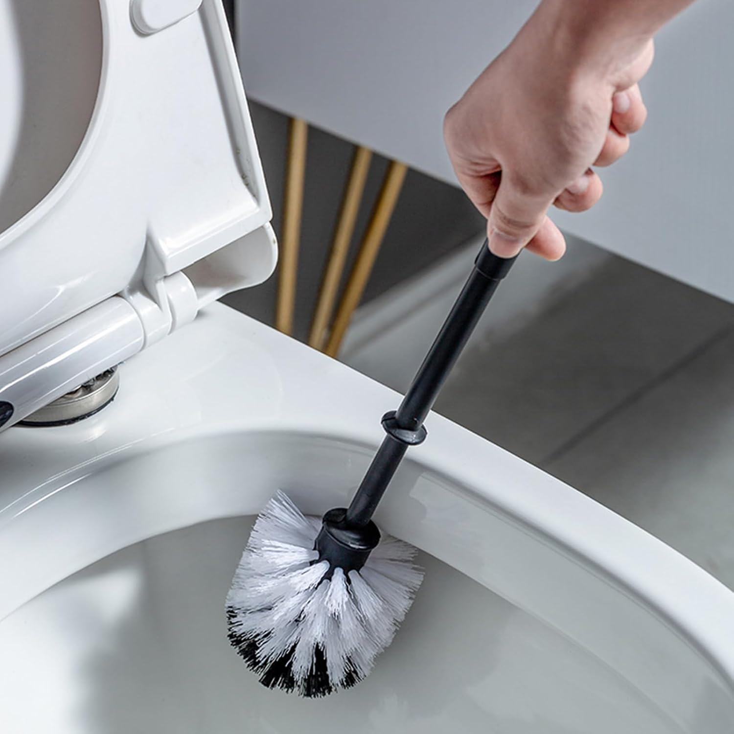 Vansza Toilet Brush Set with Long Handle and Drip-Proof Holder 1