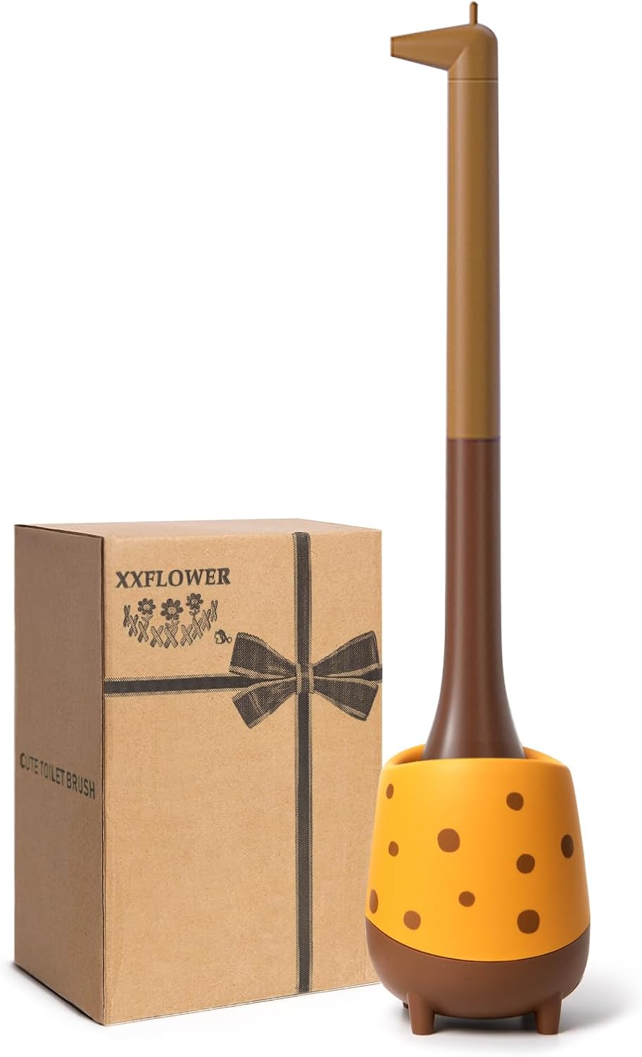 XXFLOWER Giraffe Toilet Brush Compact Cute Design