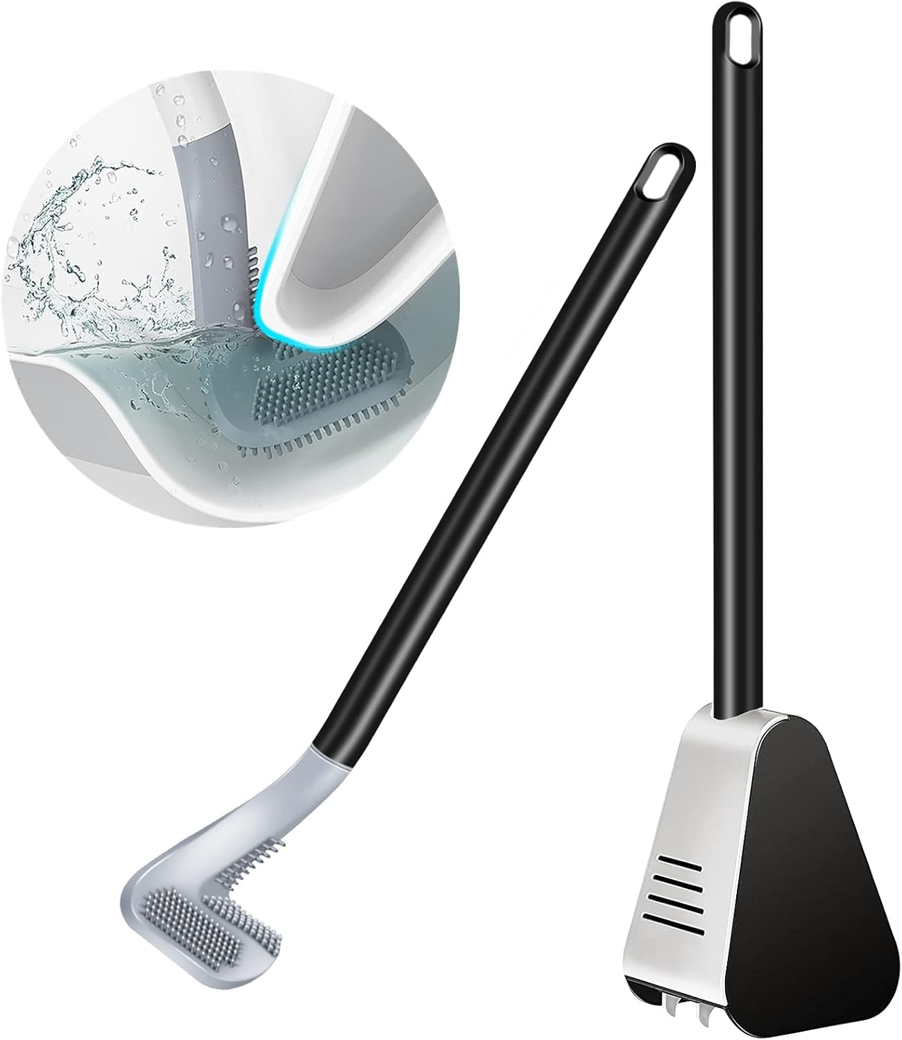 Ymombest 360 Toilet Brush Holder Set with Flexible Silicone Head