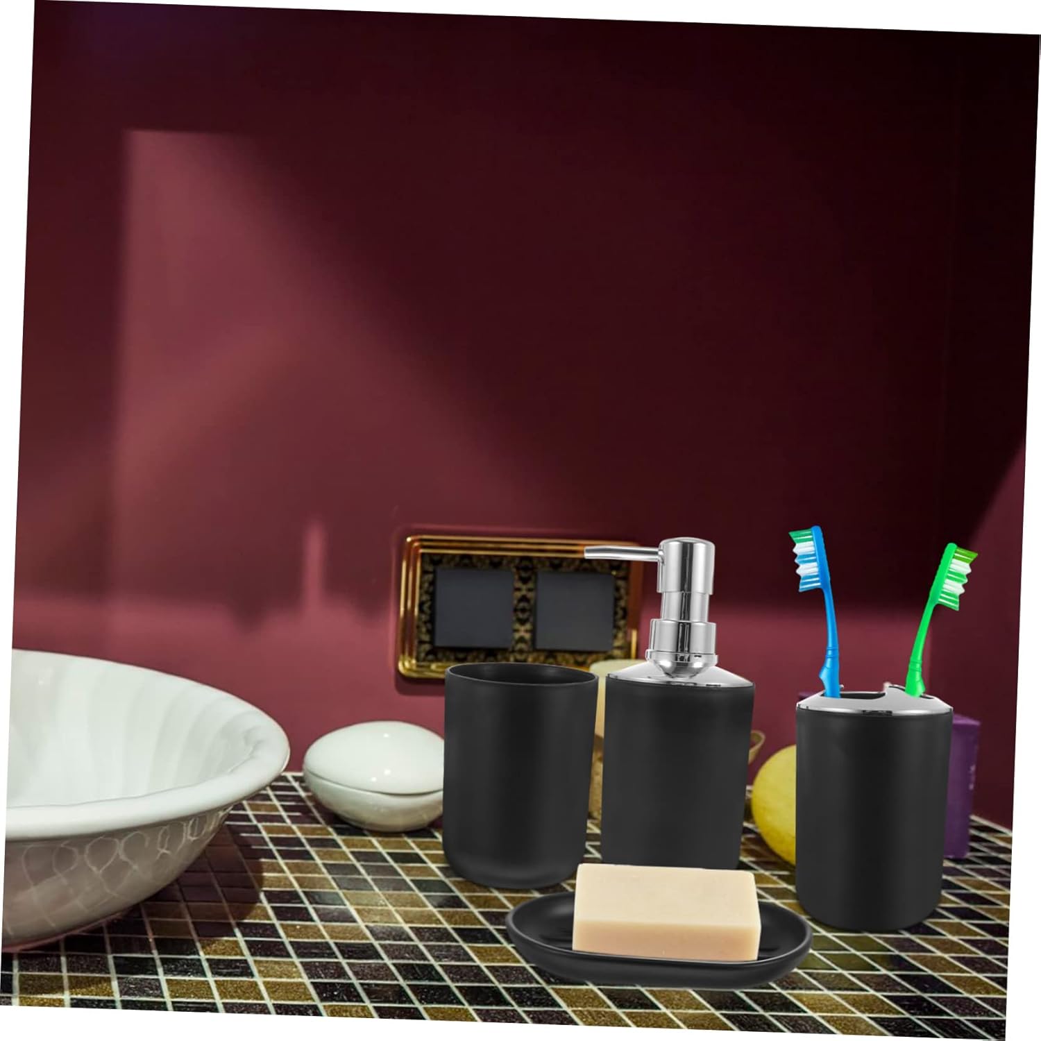 Veemoon Elegant Black Bathroom Accessories Set