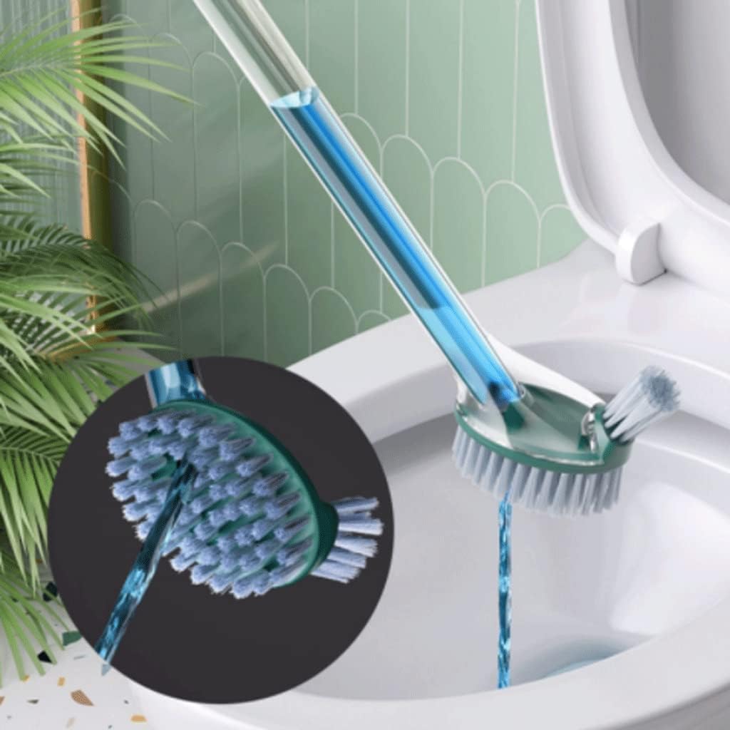 Dual Brush Head ABS Toilet Brush with Retractable Holder Green
