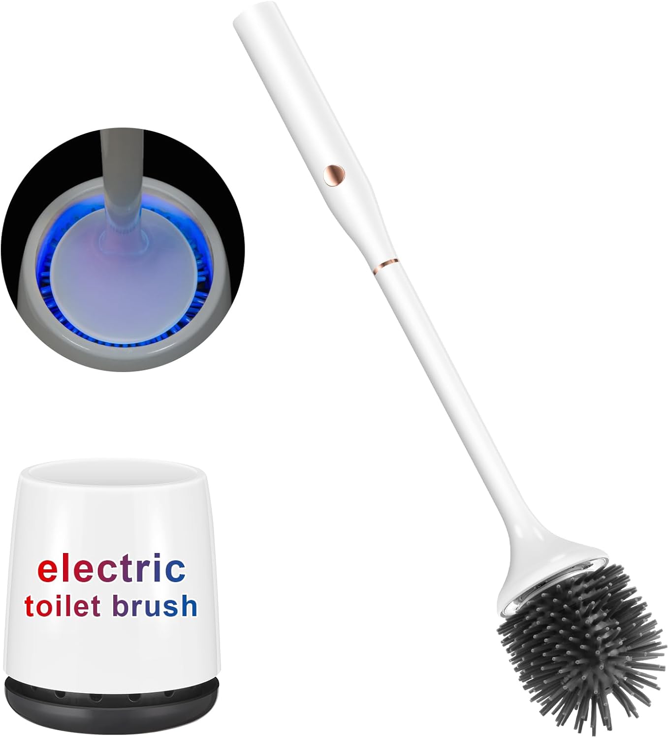 Electric Toilet Brush with Self-Cleaning Light and Ventilated Base 1