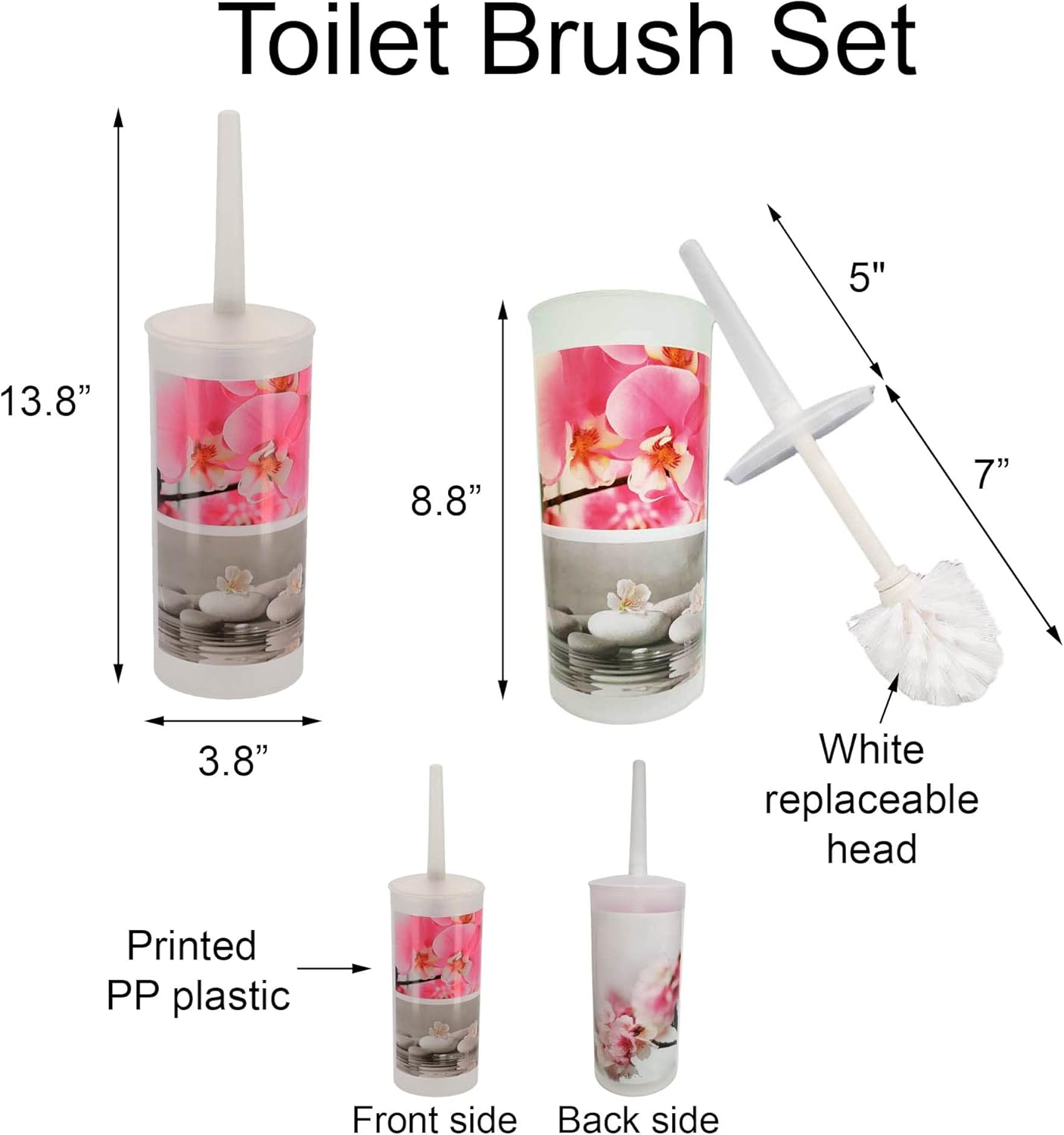 Orchid Print Toilet Brush with Holder Set