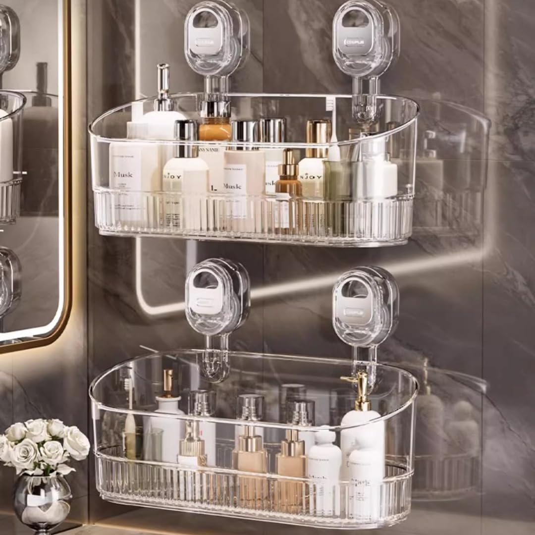 No-Drill Suction Shower Storage Box Organizer