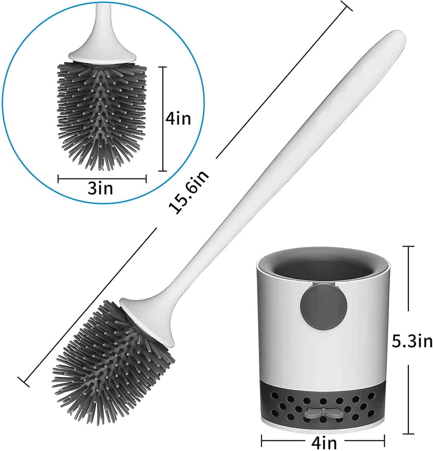 Nicfaky 2X Toilet Brush with Holder Set