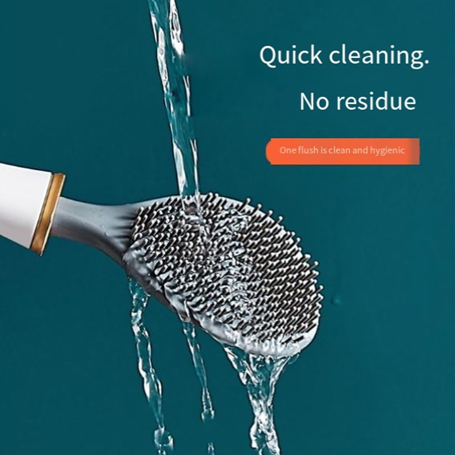 Modern Flexible Toilet Brush with Wall Mount Holder Orange