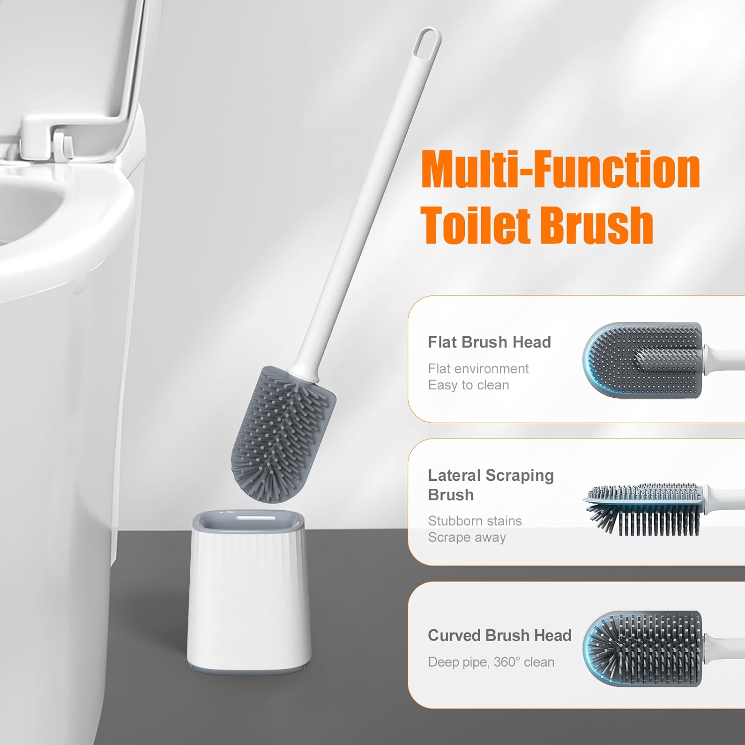 GRIFEMA Silicone Toilet Brush with Drying Holder Set
