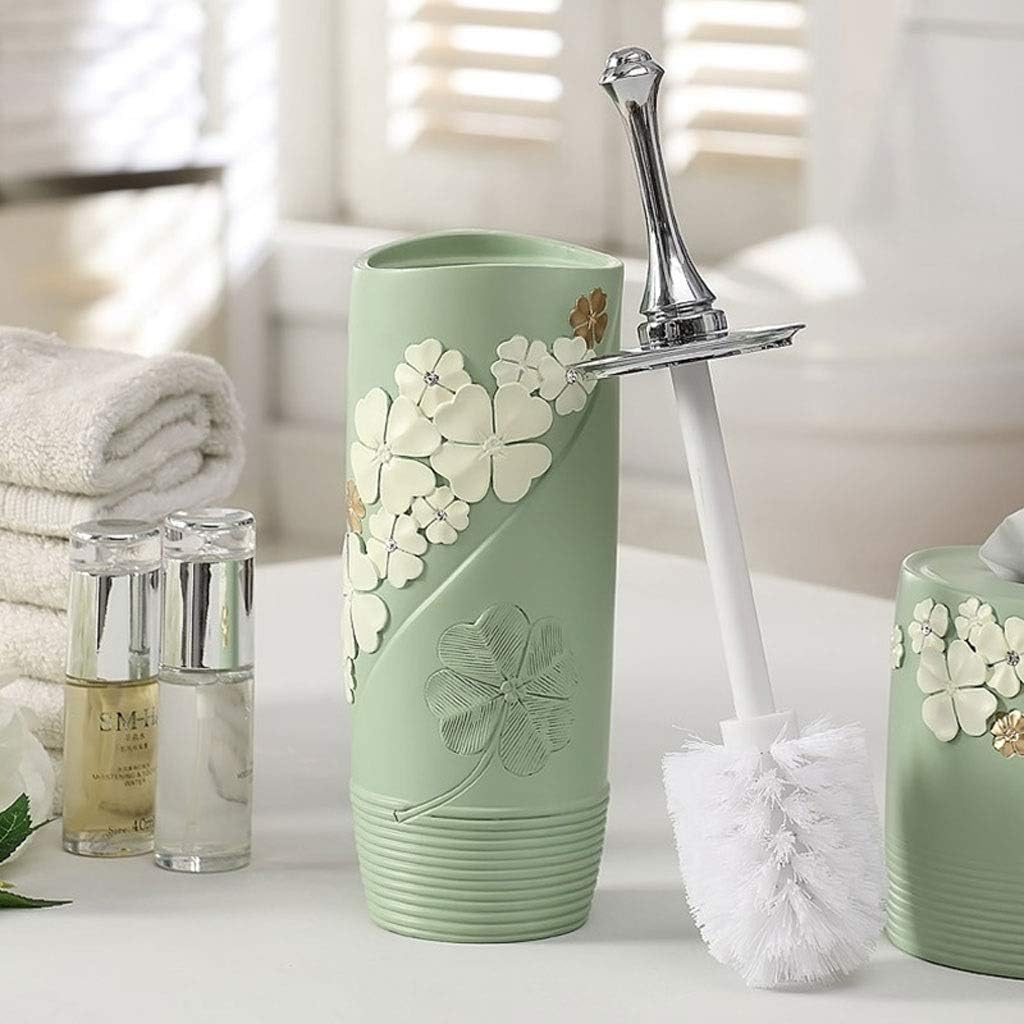 Elegant Toilet Brush with Durable Resin Holder - Green
