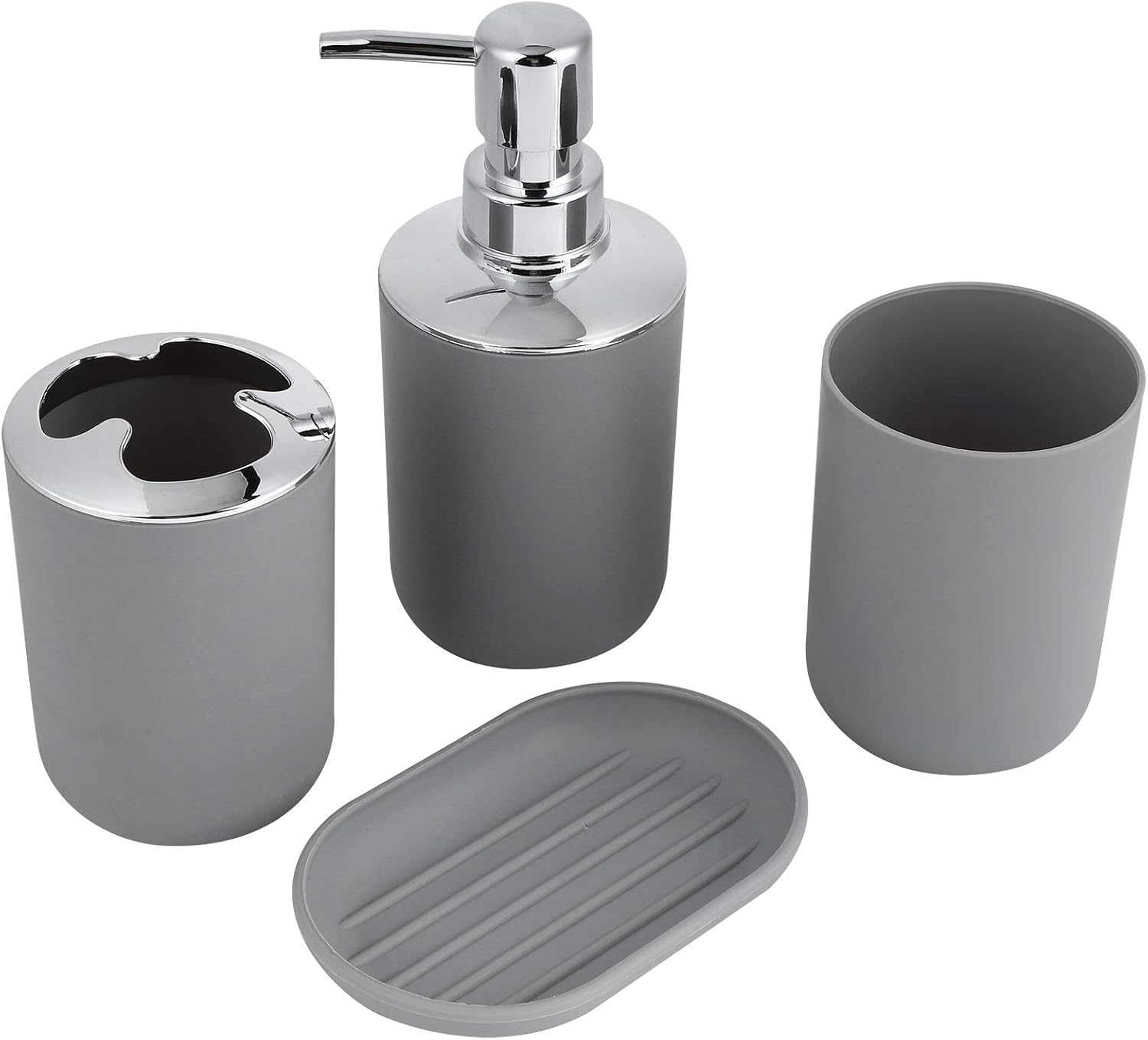 4 Piece Bathroom Accessory Set in Grey 1