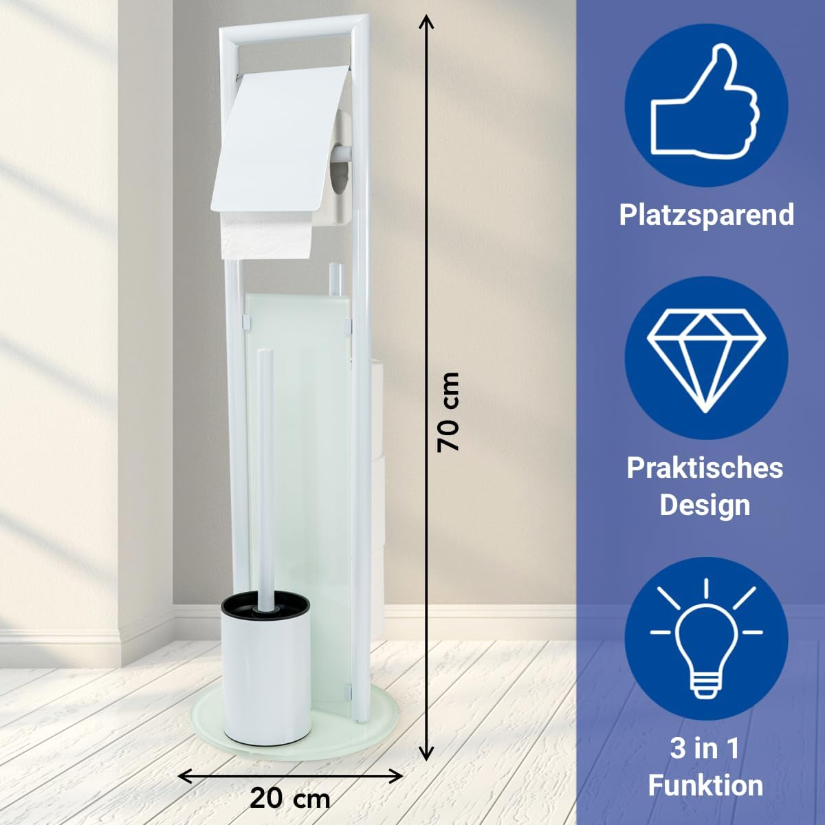 WENKO Ravina 3-in-1 Toilet Brush and Paper Holder