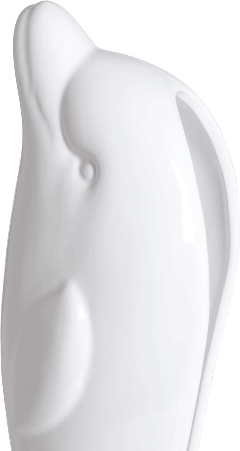 Dolphin Ceramic Toilet Brush Holder with Plastic Brush Set - White