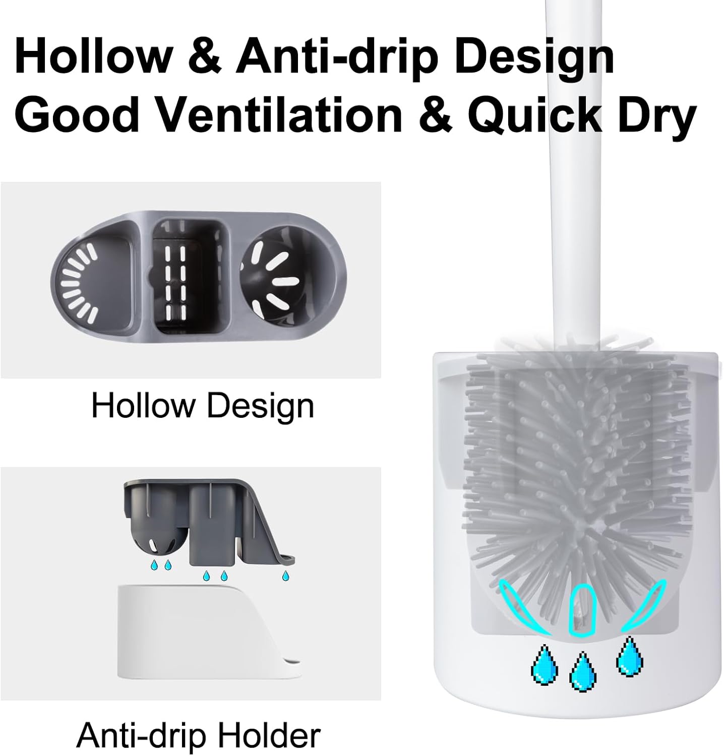 BITOPE 2-in-1 Toilet Brush with Holder and Floor Scrubber