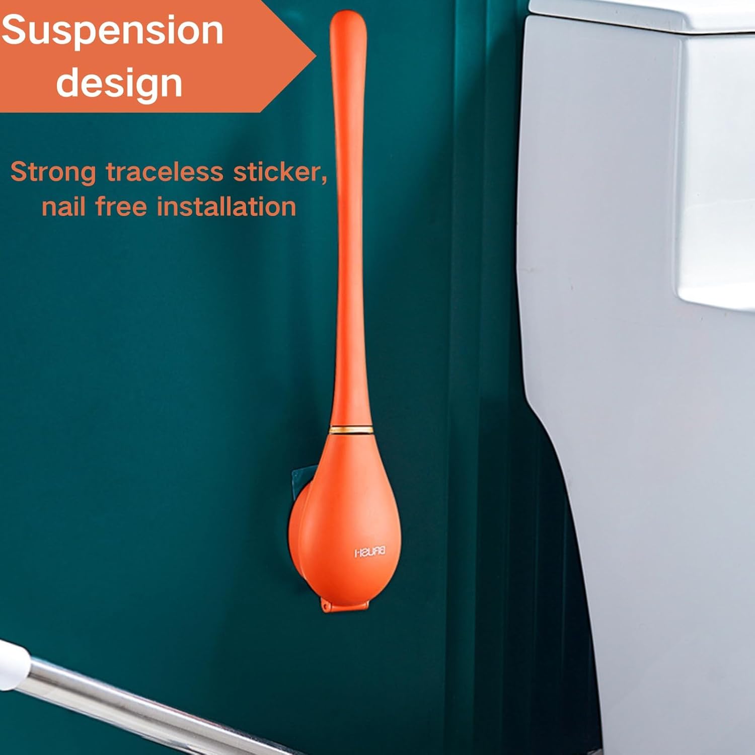 Modern Flexible Silicone Toilet Brush Set with Holder and Dispenser