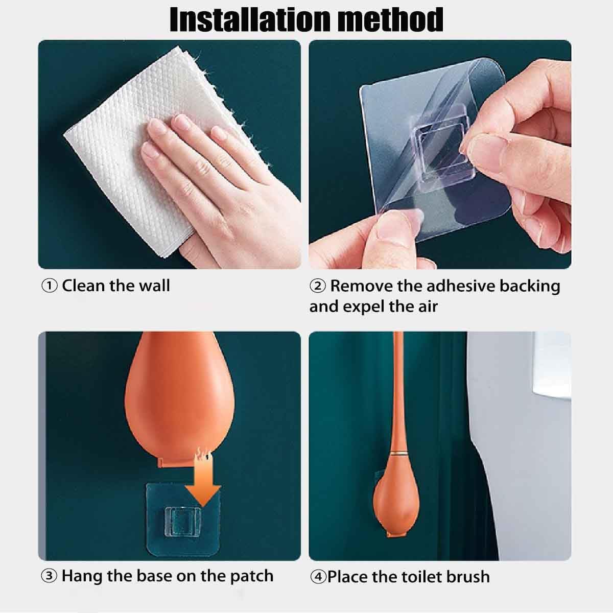 Flexible Silicone Toilet Brush with Wall Mounted Holder