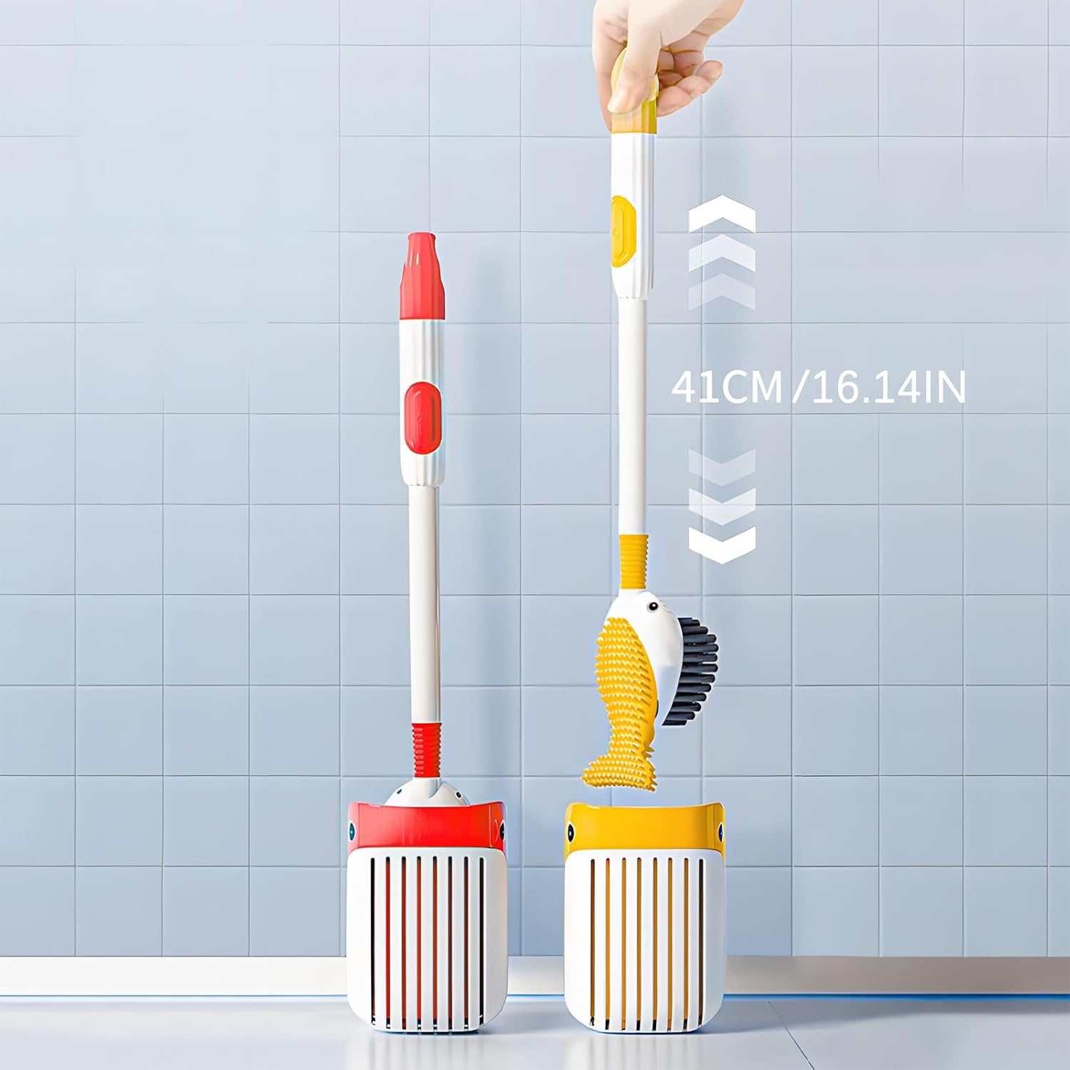 AGWIM Whale Design Suction Cup Toilet Brush Set Green