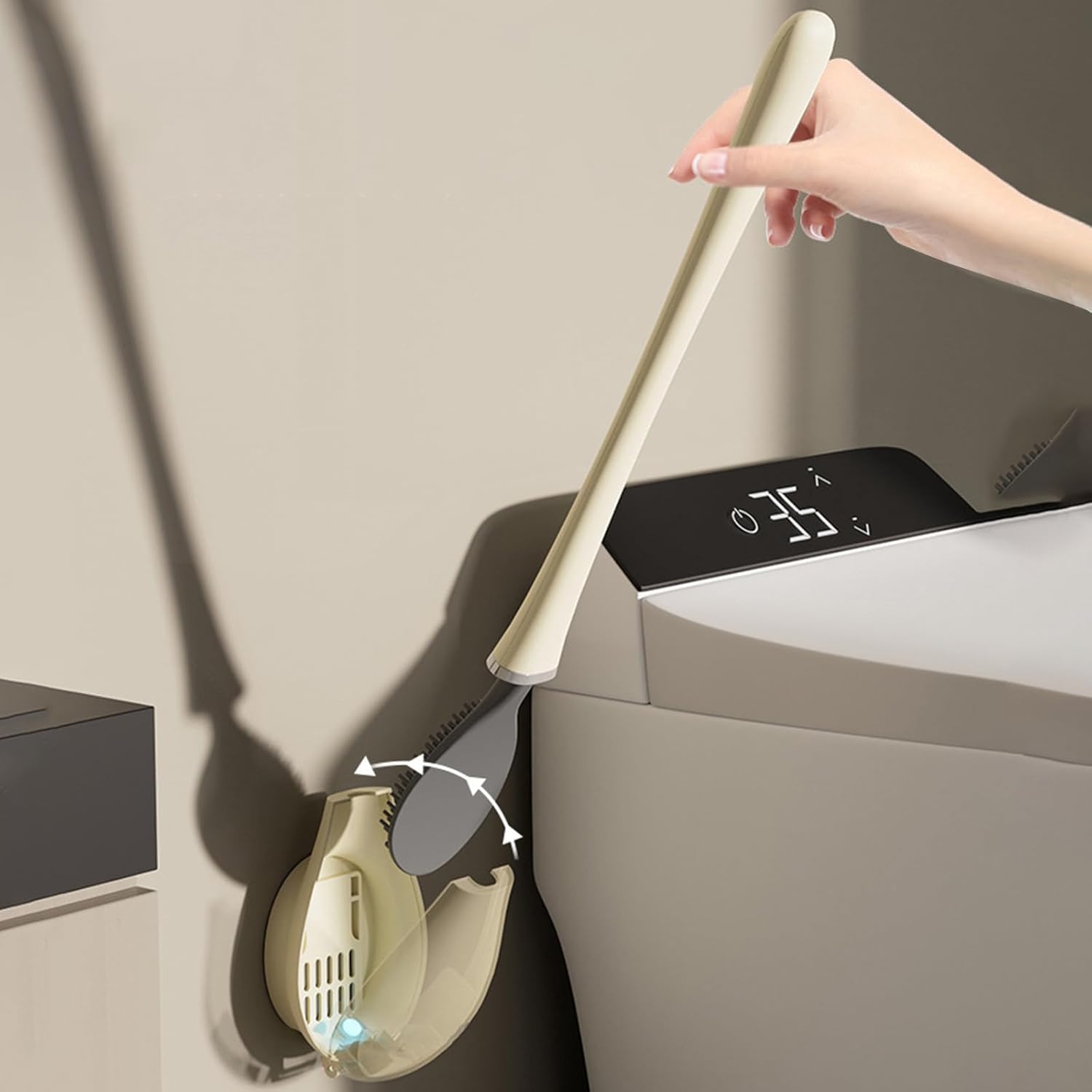 Modern Flexible Silicone Toilet Brush with Wall Holder Set
